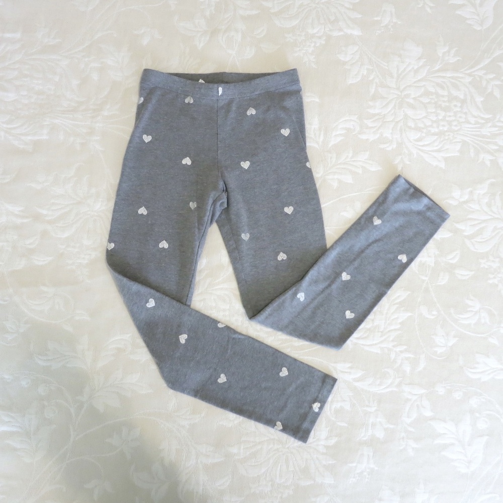Old Navy Grey Leggings with Silver Hearts Size M